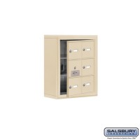 Salsbury Cell Phone Storage Locker - with Front Access Panel - 3 Door High Unit (5 Inch Deep Compartments) - 6 A Doors (5 usable) - Sandstone - Surface Mounted - Master Keyed Locks