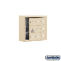Salsbury Cell Phone Storage Locker - with Front Access Panel - 3 Door High Unit (5 Inch Deep Compartments) - 9 A Doors (8 usable) - Sandstone - Surface Mounted - Master Keyed Locks
