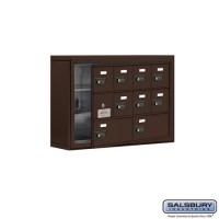 Salsbury Cell Phone Storage Locker - with Front Access Panel - 3 Door High Unit (5 Inch Deep Compartments) - 8 A Doors (7 usable) and 2 B Doors - Bronze - Surface Mounted - Resettable Combination Locks