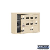 Salsbury Cell Phone Storage Locker - with Front Access Panel - 3 Door High Unit (5 Inch Deep Compartments) - 8 A Doors (7 usable) and 2 B Doors - Sandstone - Surface Mounted - Resettable Combination Locks