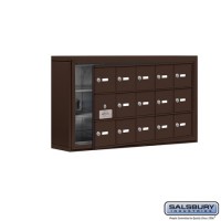 Salsbury Cell Phone Storage Locker - with Front Access Panel - 3 Door High Unit (5 Inch Deep Compartments) - 15 A Doors (14 usable) - Bronze - Surface Mounted - Master Keyed Locks
