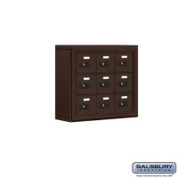 Salsbury Cell Phone Storage Locker - 3 Door High Unit (5 Inch Deep Compartments) - 9 A Doors - Bronze - Surface Mounted - Resettable Combination Locks