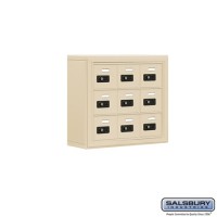 Salsbury Cell Phone Storage Locker - 3 Door High Unit (5 Inch Deep Compartments) - 9 A Doors - Sandstone - Surface Mounted - Resettable Combination Locks