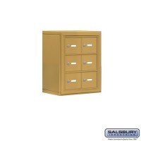 Salsbury Cell Phone Storage Locker - 3 Door High Unit (8 Inch Deep Compartments) - 6 A Doors - Gold - Surface Mounted - Master Keyed Locks