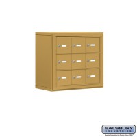 Salsbury Cell Phone Storage Locker - 3 Door High Unit (8 Inch Deep Compartments) - 9 A Doors - Gold - Surface Mounted - Master Keyed Locks