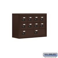 Salsbury Cell Phone Storage Locker - 3 Door High Unit (8 Inch Deep Compartments) - 8 A Doors and 2 B Doors - Bronze - Surface Mounted - Resettable Combination Locks