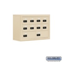 Salsbury Cell Phone Storage Locker - 3 Door High Unit (8 Inch Deep Compartments) - 8 A Doors and 2 B Doors - Sandstone - Surface Mounted - Resettable Combination Locks