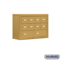 Salsbury Cell Phone Storage Locker - 3 Door High Unit (8 Inch Deep Compartments) - 8 A Doors and 2 B Doors - Gold - Surface Mounted - Master Keyed Locks