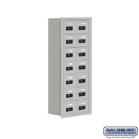 Salsbury Cell Phone Storage Locker - 7 Door High Unit (8 Inch Deep Compartments) - 14 A Doors - Aluminum - Recessed Mounted - Resettable Combination Locks  19078-14ARC