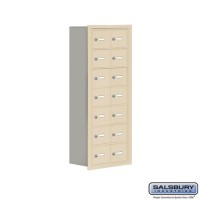 Salsbury Cell Phone Storage Locker - 7 Door High Unit (8 Inch Deep Compartments) - 14 A Doors - Gold - Recessed Mounted - Master Keyed Locks  19078-14GRK