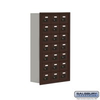 Salsbury Cell Phone Storage Locker - 7 Door High Unit (8 Inch Deep Compartments) - 21 A Doors - Bronze - Recessed Mounted - Resettable Combination Locks  19078-21ZRC
