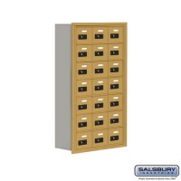 Salsbury Cell Phone Storage Locker - 7 Door High Unit (8 Inch Deep Compartments) - 21 A Doors - Gold - Recessed Mounted - Resettable Combination Locks  19078-21GRC