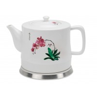 FixtureDisplays® Ceramic Electric Kettle with Peony Flower Pattern Two-tone  15000-NEW-2D