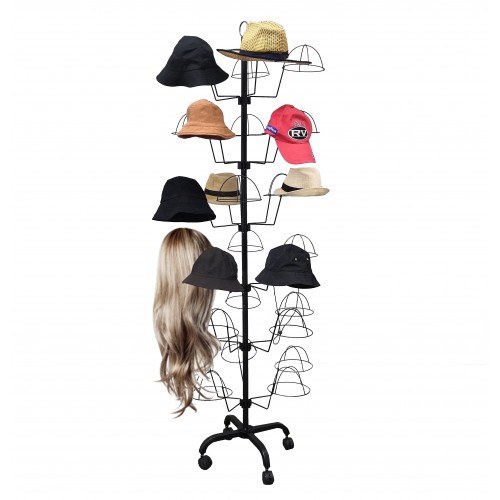 Rotating Hat Display Rack Free Standing Headwear Rack Metal Floor