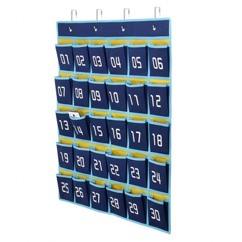 36 Hanging Wall or Door Organizer Godery Numbered Classroom Pocket Chart for Cellphone and Calculator holder 36 Pocket 