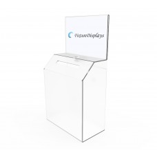 FixtureDisplays 8.5x16.0x 4.5 Frosted Acrylic Ballot Box w/Sign Holder,Wall or Countertop-Clear 19243 