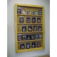 FixtureDisplays® Glossy Golden oak 30 Graded card Baseball card displays case 100101