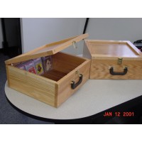 FixtureDisplays® Oak Storage Case For baseball cards / Oak 100109