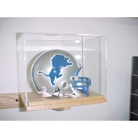 FixtureDisplays® Mini Football Helmet Display case with A Oak Base 100122