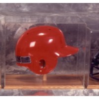 FixtureDisplays® Baseball Hard Helmet display Case with a solid oak base 100141