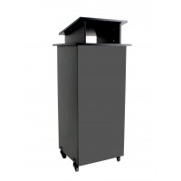 FixtureDisplays® Black Wood Podium Pulpit Lectern Event Debate Speech School Mobile on Wheels Castors Easy Assembly Required Come with Videos 10057