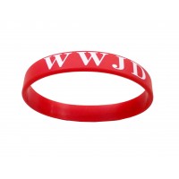 FixtureDisplays® Red Silicone Wristband Bracelet WWJD Christian Gift Bracelet What Would Jesus Do 100780-RED