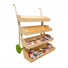 FixtureDisplays®Flower Cart Vending Cart Farmers Market County Fair Wagon Wood Stall Stand Rolling Shelf Retail Booth Kiosk 44