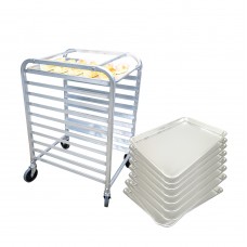 FixtureDisplays® Foodservice Speed Rack Commercial-Grade Aluminum 10-Tier Sheet Pan/Bun Pan Storage Display Rack, 26 inches Length x 20 inches Width x 38 inches Height with Wheels, Included 10 18X26