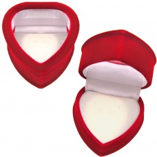 Red Velour Hinged Heart Gift Box With Window, Earrings, Pin 1020063-96PK
