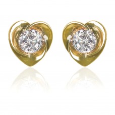 E140G Forever Gold Plated Crystal Spiral Heart Stud Earrings102877