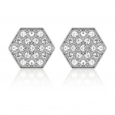 E152S Forever Silver Plated Crystal Hexagon Cluster Earrings102887