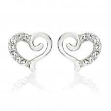 E122S Forever Silver Plated Crystal Curled Heart Earrings102888