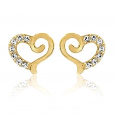 E122G Forever Gold Plated Crystal Curled Heart Earrings102894