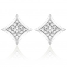 E155S Forever Silver Plated Crystal Curved Square Earrings102895