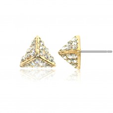 E24369G Gold Plated 10mm Crystal Cluster Pyramid Earrings102916