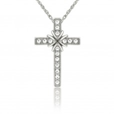 N880S Forever Silver Austrian Crystal Clover Cross Necklace102977