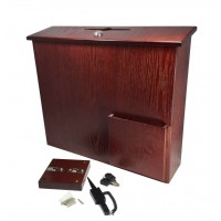 FixtureDisplays® Box, Collection Donation Charity, Suggestion, Fund-raising, Red Mahogany MDF, 15