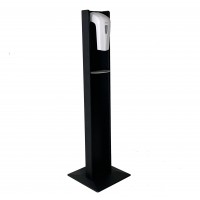 Wooden Mallet Gel Hand Sanitizer Dispenser on Wooden Floor Stand, with Drip Catcher, Black, Made in The USA, In-Stock to Ship Immediately 10400011