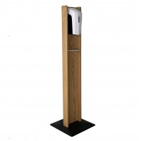 Wooden Mallet Gel Hand Sanitizer Dispenser on Wooden Floor Stand, with Drip Catcher, Light Oak, Made in The USA, In-Stock to Ship Immediately 10400012