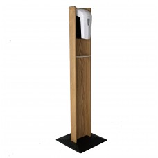 Wooden Mallet Gel Hand Sanitizer Dispenser on Wooden Floor Stand, with Drip Catcher, Light Oak, Made in The USA, In-Stock to Ship Immediately 10400012
