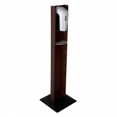 Wooden Mallet Gel Hand Sanitizer Dispenser on Wooden Floor Stand, with Drip Catcher, Mahogany, Made in The USA, In-Stock to Ship Immediately 10400013
