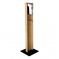 Wooden Mallet Gel Hand Sanitizer Dispenser on Wooden Floor Stand, with Drip Catcher, Unfinished, Made in The USA, In-Stock to Ship Immediately 10400015