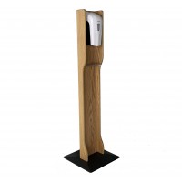 Wooden Mallet Gel Hand Sanitizer Dispenser on Elegant Wooden Floor Stand, with Drip Catcher, Light Oak, Made in The USA, In-Stock to Ship Immediately 10400017