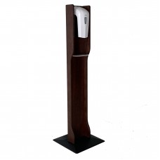 Wooden Mallet Gel Hand Sanitizer Dispenser on Elegant Wooden Floor Stand, with Drip Catcher, Mahogany, Made in The USA, In-Stock to Ship Immediately 10400018