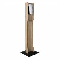 Wooden Mallet Gel Hand Sanitizer Dispenser on Elegant Wooden Floor Stand, with Drip Catcher, Unfinished, Made in The USA, In-Stock to Ship Immediately 10400020