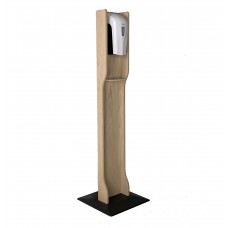 Wooden Mallet Gel Hand Sanitizer Dispenser on Elegant Wooden Floor Stand, with Drip Catcher, Unfinished, Made in The USA, In-Stock to Ship Immediately 10400020