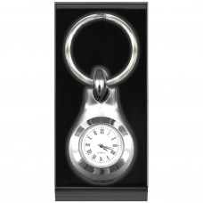 Polished Gloss & Matt Silver Key Ring with Watch in Gift Box 106160