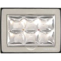 Women's Designer Silver Business Card Holder with Crystal 106165-Silver