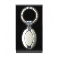 K3124 Designer Gloss & Matt Silver Oval Key Ring in Gift Box 106169