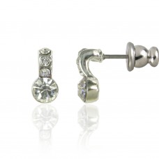Silver Austrian Crystal Hoop w / Solitaire Earrings E17HSS 106214